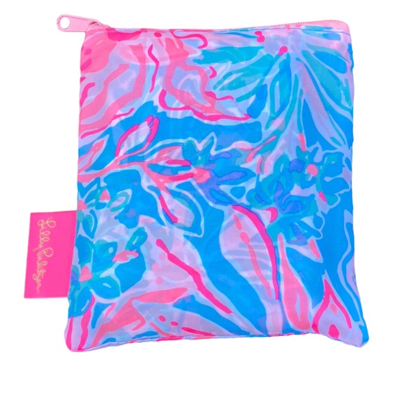 For the Love of Lilly Pulitzer Reusable Packable Tote Blue Peri Viva La Lilly - Picture 3 of 7